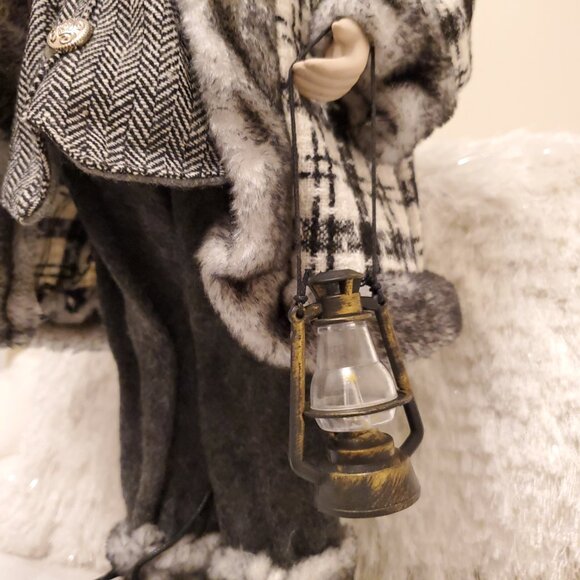 NWT White Pine Free Standing Santa Black White Plaid Herringbone Holiday Decor - Picture 11 of 17
